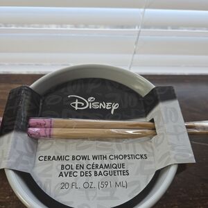 Disney MARIE The Aristocats‎  Pink Bow Ceramic Bowl Set With Chopsticks